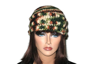 Handmade Crocheted Cloche, Blue, Pink, Green, Brown - Couture Service  - 5