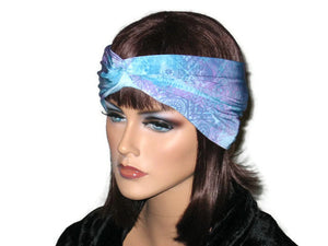 Handmade Blue Bandeau Headband Turban, Abstract, Teal - Couture Service  - 2