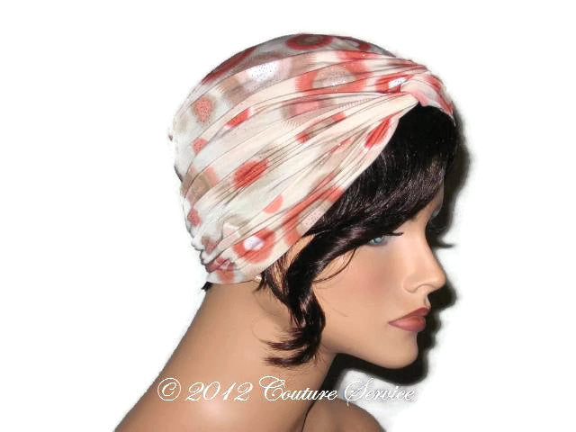 Handmade Rust Twist Turban, Abstract, Tan - Couture Service  - 4