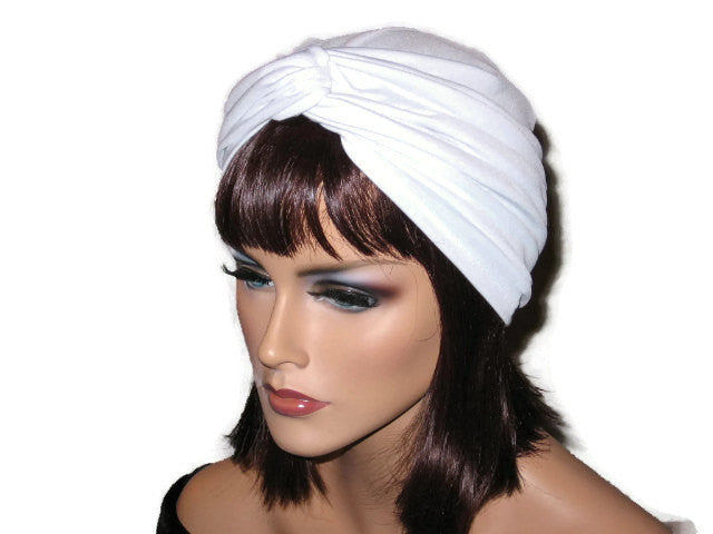Handmade White Twist Turban, Soft Poly Lycra - Couture Service  - 1