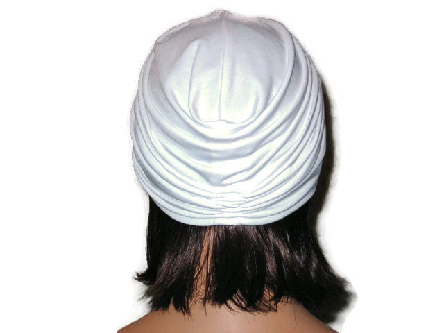 Handmade White Twist Turban, Soft Poly Lycra - Couture Service  - 4