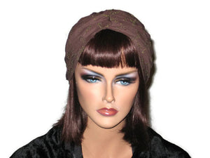 Handmade Brown Twist Turban, Embroidered Eyelet - Couture Service  - 1
