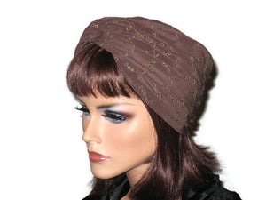 Handmade Brown Twist Turban, Embroidered Eyelet - Couture Service  - 2