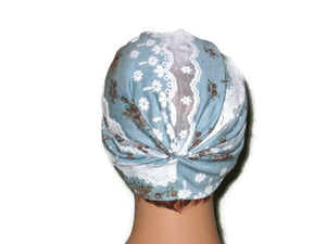 Handmade Blue and White Turban, Lace, Single Knot - Couture Service  - 3