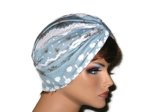 Handmade Blue and White Turban, Lace, Single Knot - Couture Service  - 4