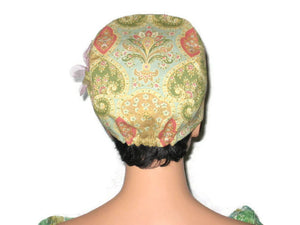 Handmade Lined Yellow Cotton Cloche, with Removable Floral Pin - Couture Service  - 4