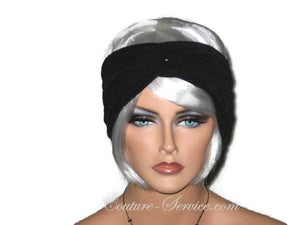 Handmade Black Bandeau Headband Turban, Textured - Couture Service  - 1