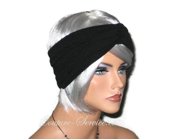 Handmade Black Bandeau Headband Turban, Textured - Couture Service  - 2