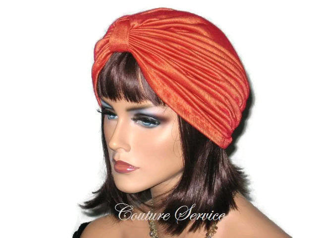Handmade Orange Double Knot Turban, Iridescent - Couture Service  - 2