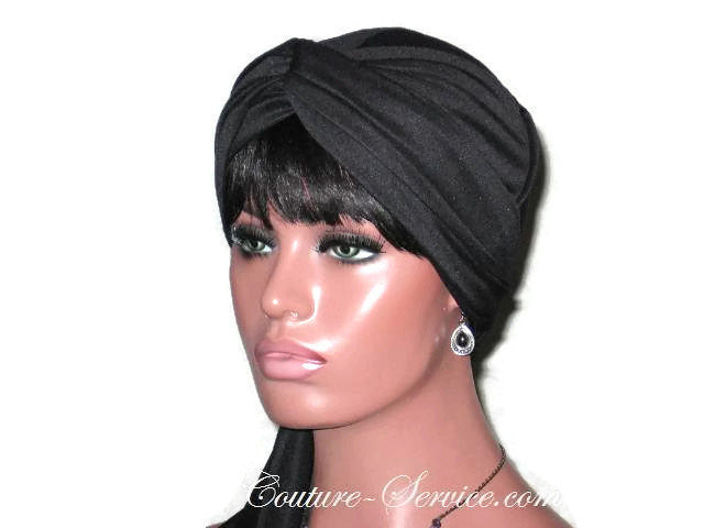 Handmade Black Twist Turban, Lined, with Ties - Couture Service  - 2