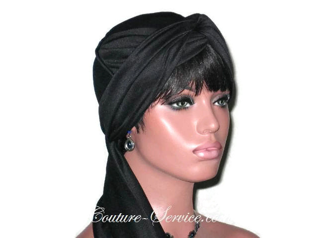 Handmade Black Twist Turban, Lined, with Ties - Couture Service  - 3