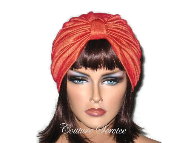 Handmade Orange Double Knot Turban, Iridescent - Couture Service  - 1