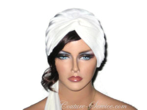 Handmade Cream Twist Turban, Lined, with Ties - Couture Service  - 1