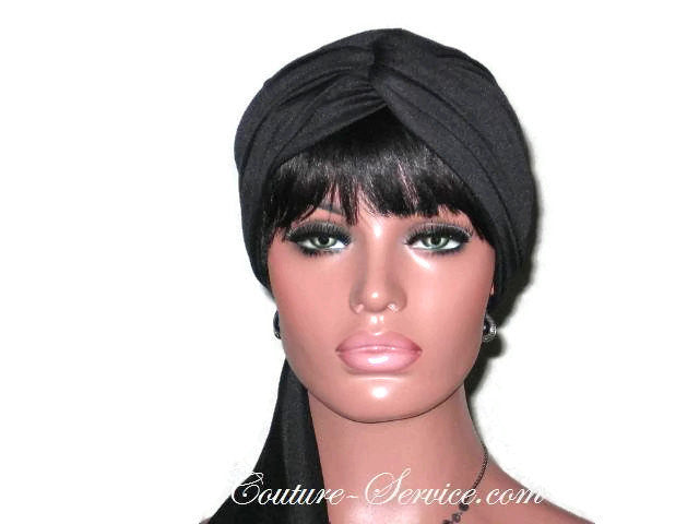 Handmade Black Twist Turban, Lined, with Ties - Couture Service  - 1