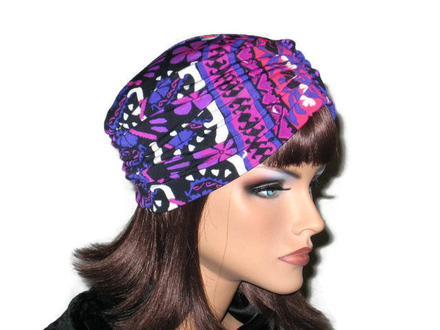 Handmade Purple Turban, Center Shirred, Abstract - Couture Service  - 4