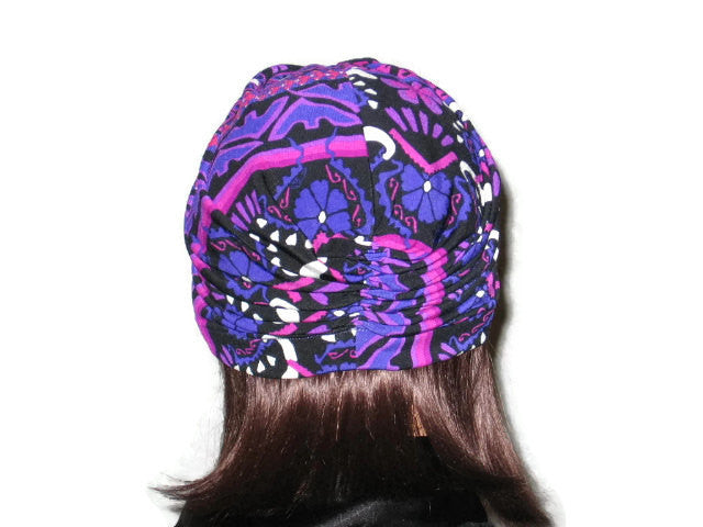 Handmade Purple Turban, Center Shirred, Abstract - Couture Service  - 3