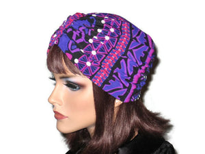 Handmade Purple Turban, Center Shirred, Abstract - Couture Service  - 2