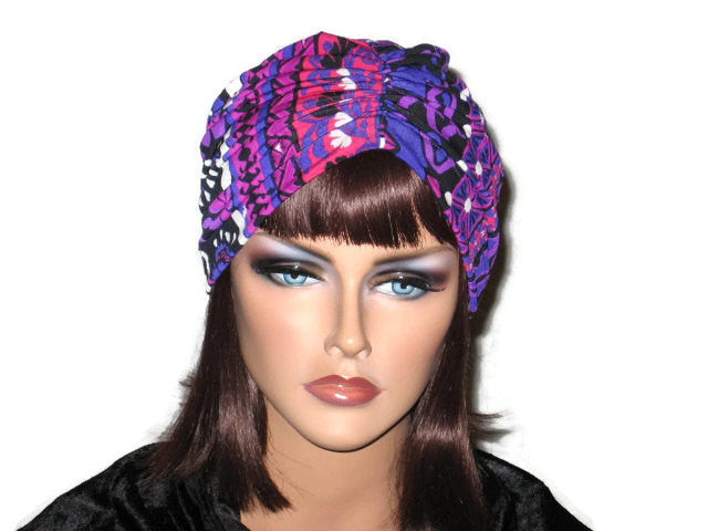 Handmade Purple Turban, Center Shirred, Abstract - Couture Service  - 1