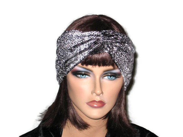 Handmade Grey Bandeau Headband Turban, Snakeskin Print, Velvet - Couture Service  - 1