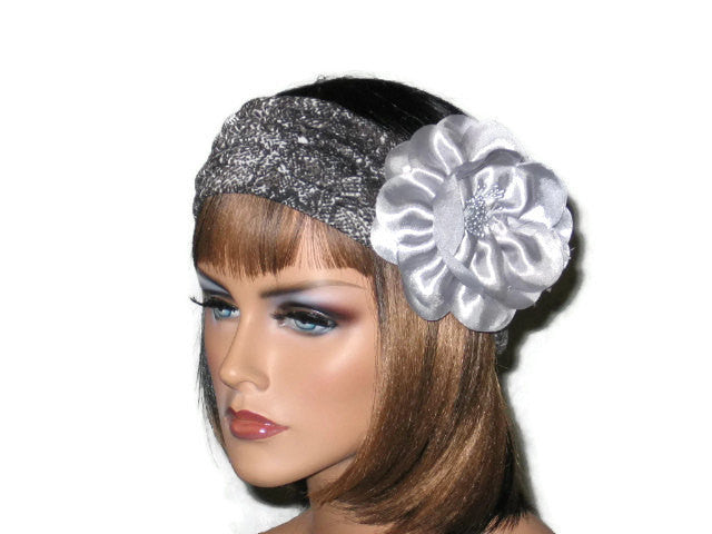 Handmade Grey Turban Knot Headband, Animal Print, Snakeskin - Couture Service  - 1