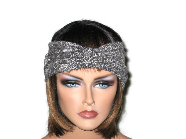 Handmade Grey Turban Knot Headband, Animal Print, Snakeskin - Couture Service  - 2