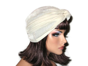 Handmade Cream Twist Turban, Cotton, Gauze - Couture Service  - 4