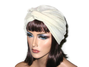 Handmade Cream Twist Turban, Cotton, Gauze - Couture Service  - 1