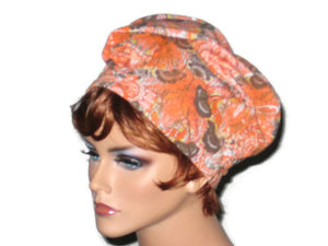 Handmade Orange Draped Turban, Rayon Paisley - Couture Service  - 1
