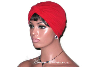 Handmade Red Twist Turban, Crepe Textured - Couture Service  - 1