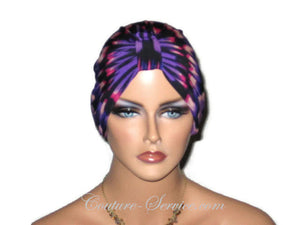 Handmade Purple Chemo Turban, Abstract, Fuchsia - Couture Service  - 1