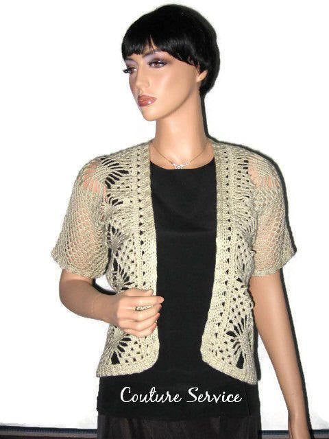 Handmade Crocheted Open Front Spider Lace Jacket, Natural - Couture Service  - 3
