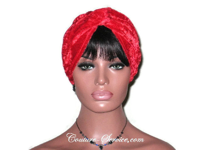 Handmade Red Twist Turban, Velour - Couture Service  - 1