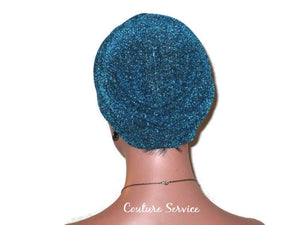 Handmade Blue Twist Turban, Teal, Metallic - Couture Service  - 4