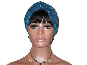 Handmade Blue Twist Turban, Teal, Metallic - Couture Service  - 2