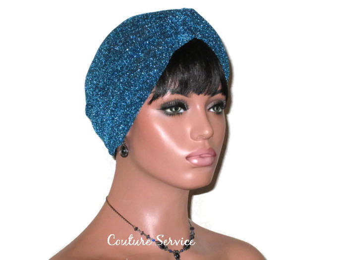 Handmade Blue Twist Turban, Teal, Metallic - Couture Service  - 3