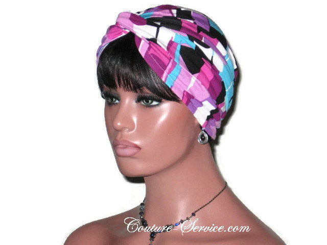 Handmade Purple Twist Turban, Abstract, Rayon - Couture Service  - 1