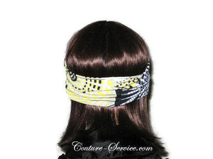 Handmade Grey Rhinestone Headband Turban, Abstract, Yellow - Couture Service  - 3