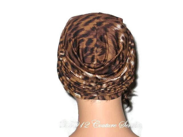 Handmade Brown Twist Turban, Animal Print - Couture Service  - 3