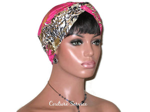 Handmade Pink Twist Turban, Gold Shimmer - Couture Service  - 2