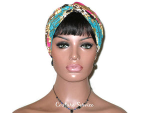 Handmade Pink Twist Turban, Green, Gold Shimmer - Couture Service  - 2