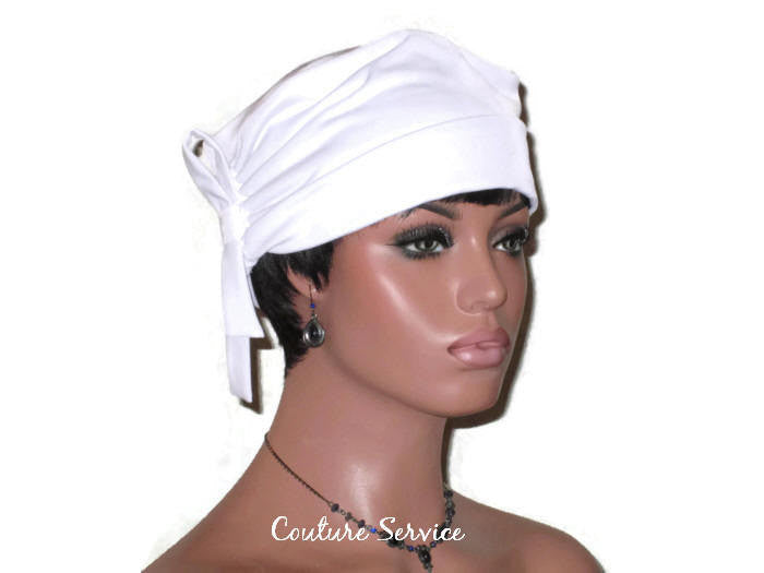 Handmade White Lined Turban Hat, Side Looped - Couture Service  - 1