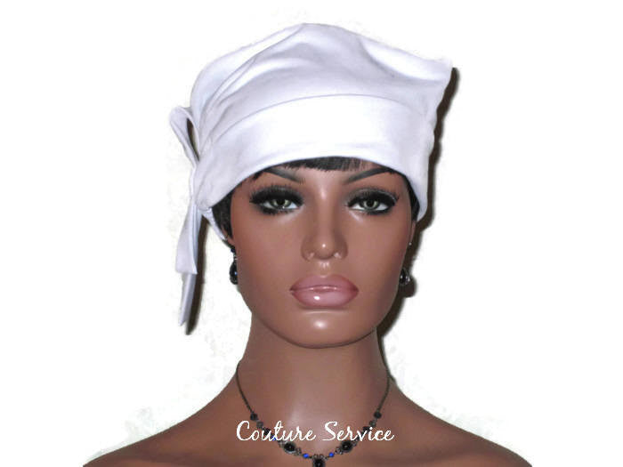 Handmade White Lined Turban Hat, Side Looped - Couture Service  - 2