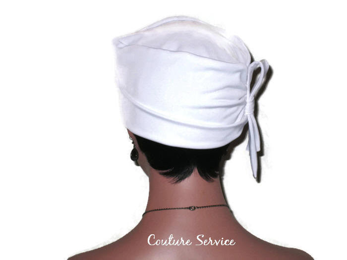 Handmade White Lined Turban Hat, Side Looped - Couture Service  - 4