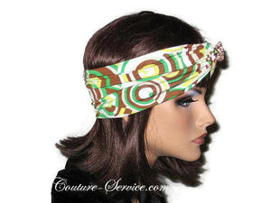 Handmade Brown Knot Headband Turban, Abstract, Green - Couture Service  - 4