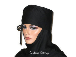 Handmade Black Turban Scarf Hat, Side Shirred - Couture Service  - 2