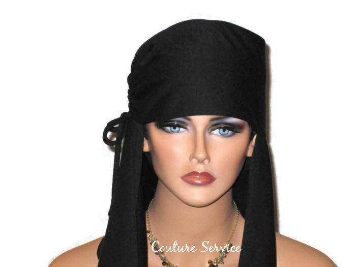 Handmade Black Turban Scarf Hat, Side Shirred - Couture Service  - 5