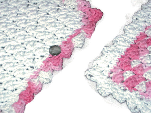 Handmade Decorative Crocheted Cotton Dishcloth Set, Pink, White - Couture Service  - 2