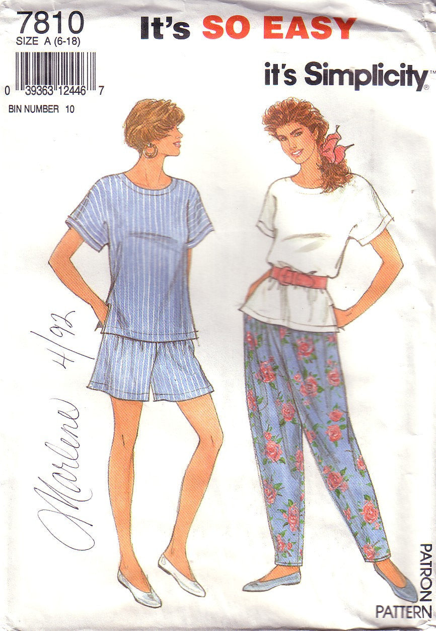 Vintage Simplicity 7810, Top, Pants, Shorts,  Size 6 to 18 - Couture Service  - 1