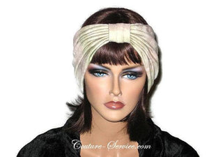 Handmade Sage and Peach Pleated Knot Headband Turban - Couture Service  - 1