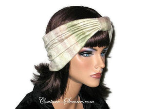 Handmade Sage and Peach Pleated Knot Headband Turban - Couture Service  - 4